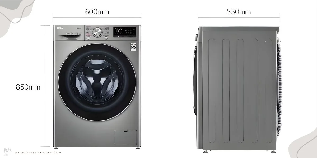 ابعاد لباسشویی الجی 9 کیلو مدل F4R5