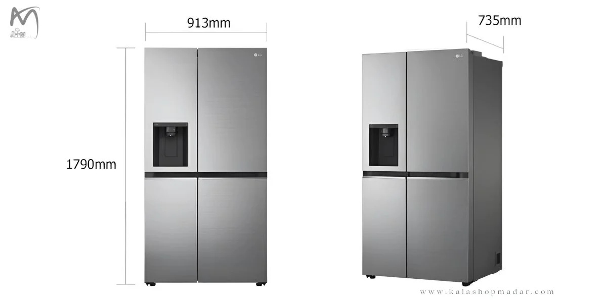 ابعاد یخچال ساید بای ساید ال جی 30 فوت L287